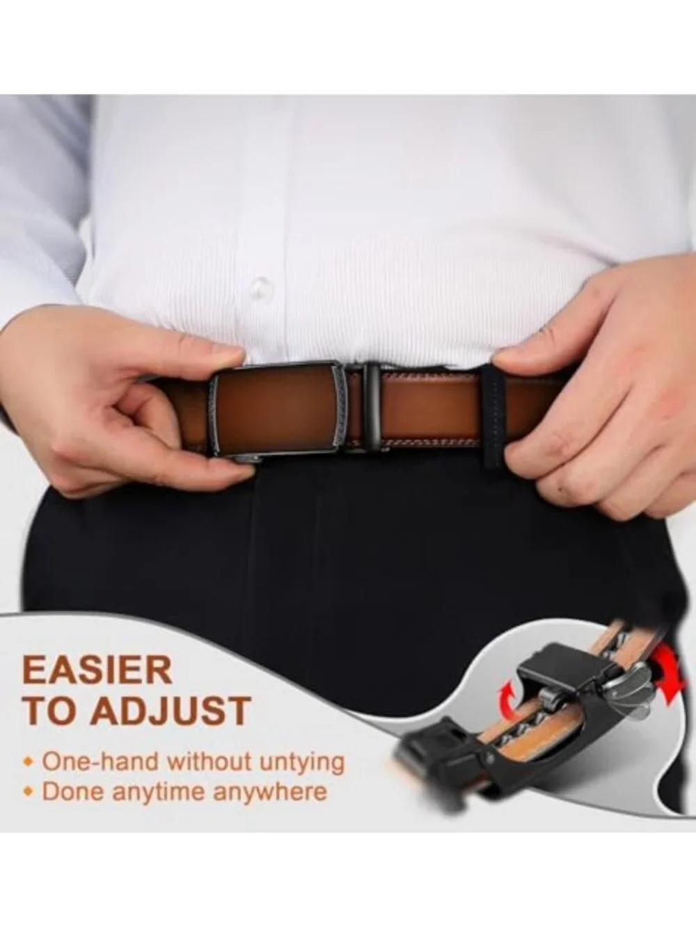 Men's Trimmable Leather Ratchet Belt - Adjustable, Stylish, Gift-Ready Accessory